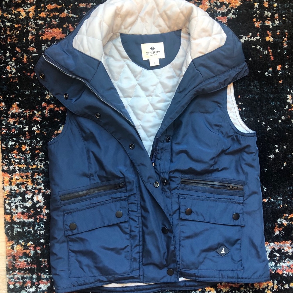 Sperry zip up vest navy